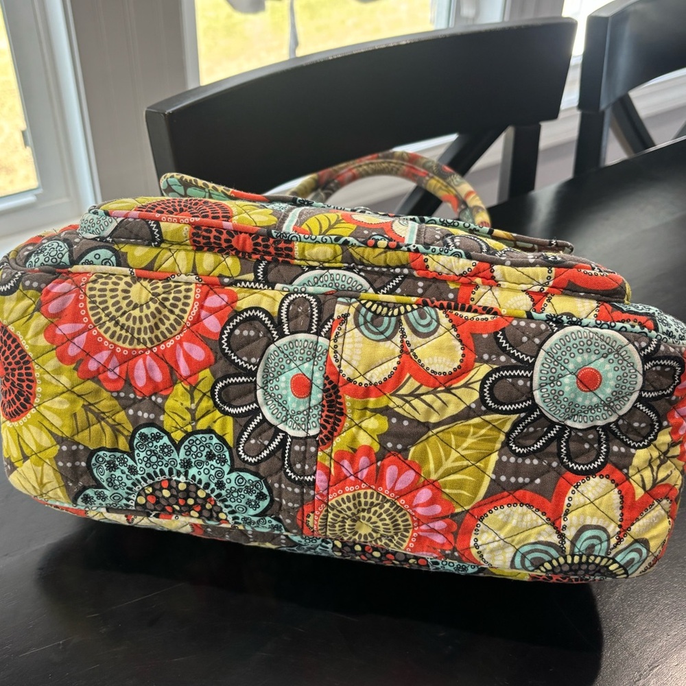 VERA BRADLEY Turn Lock Satchel Flower Shower Retired Quilted Cotton Bag - Picture 7 of 13